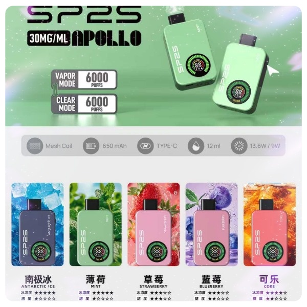 SP2S拋棄式12000口 一次性電子煙 雙模式【有煙+無煙】SP2S官網 新日期 10/03